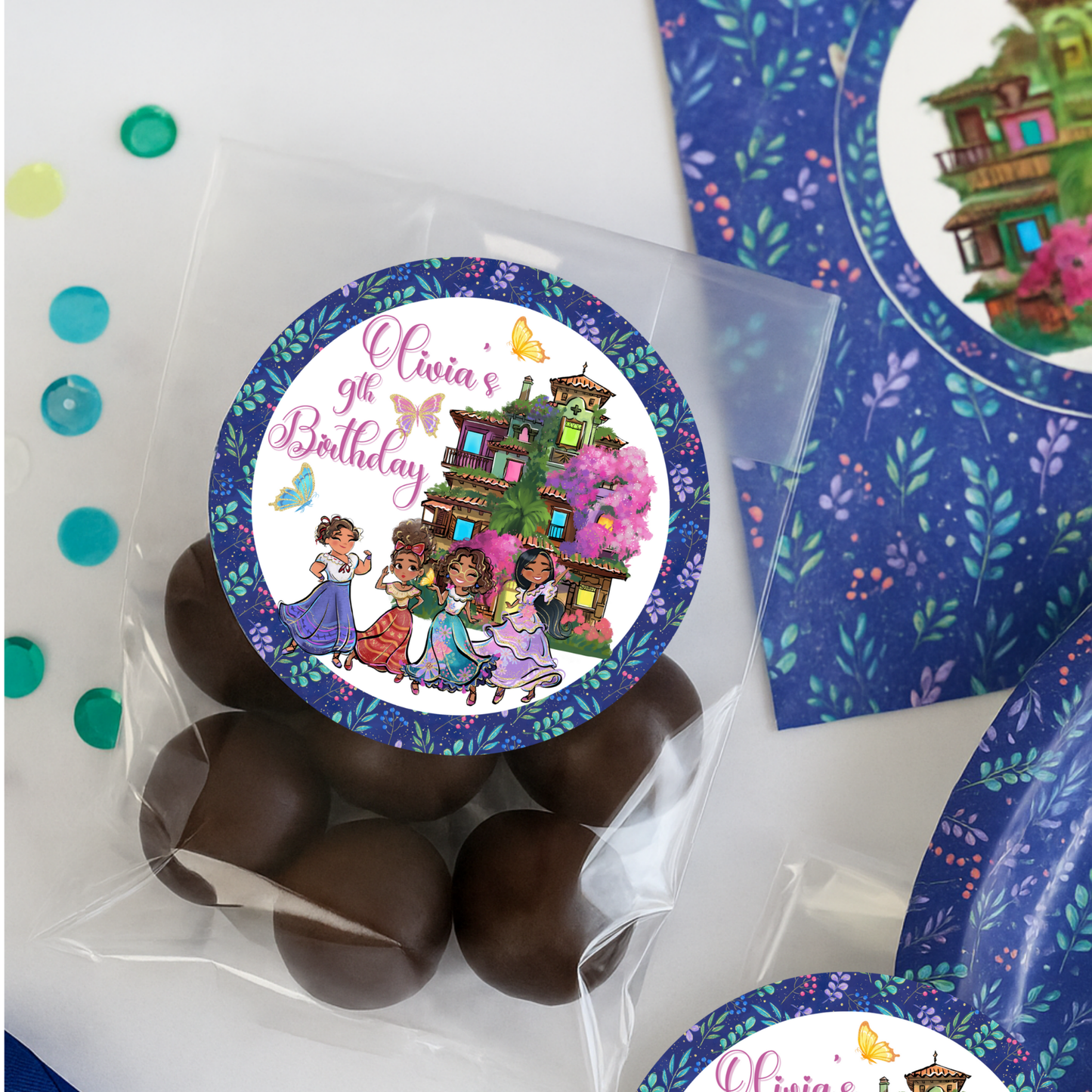 Encanto Inspired Birthday Stickers – 2” Round – Personalized Party Favor Labels (Set of 20)