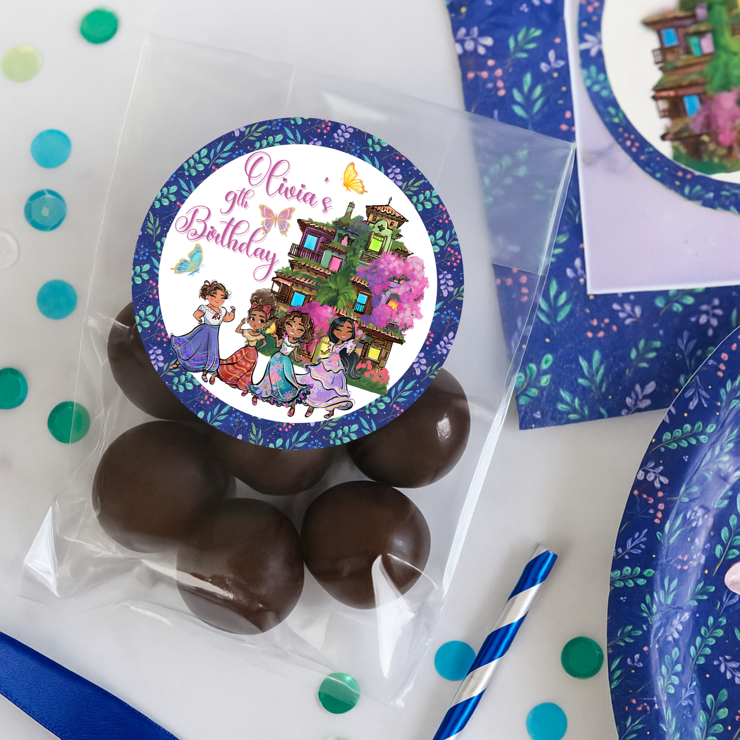 Encanto Inspired Birthday Stickers – 2” Round – Personalized Party Favor Labels (Set of 20)