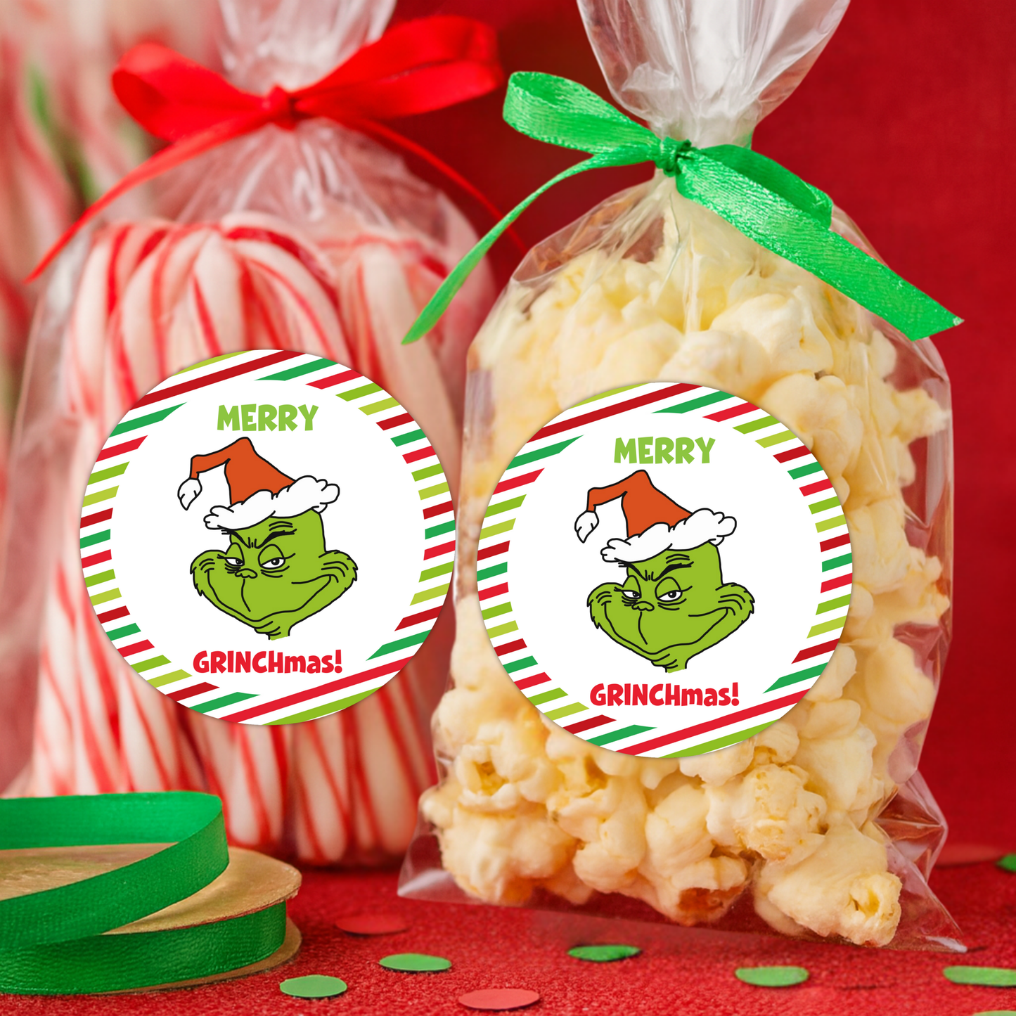 Merry GRINCHmas Stickers – 2" Round Holiday Favor Labels (Set of 20)