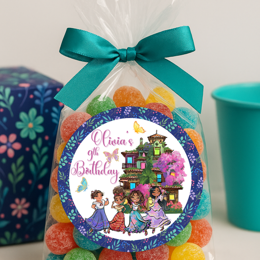 Encanto Inspired Birthday Stickers – 2” Round – Personalized Party Favor Labels (Set of 20)